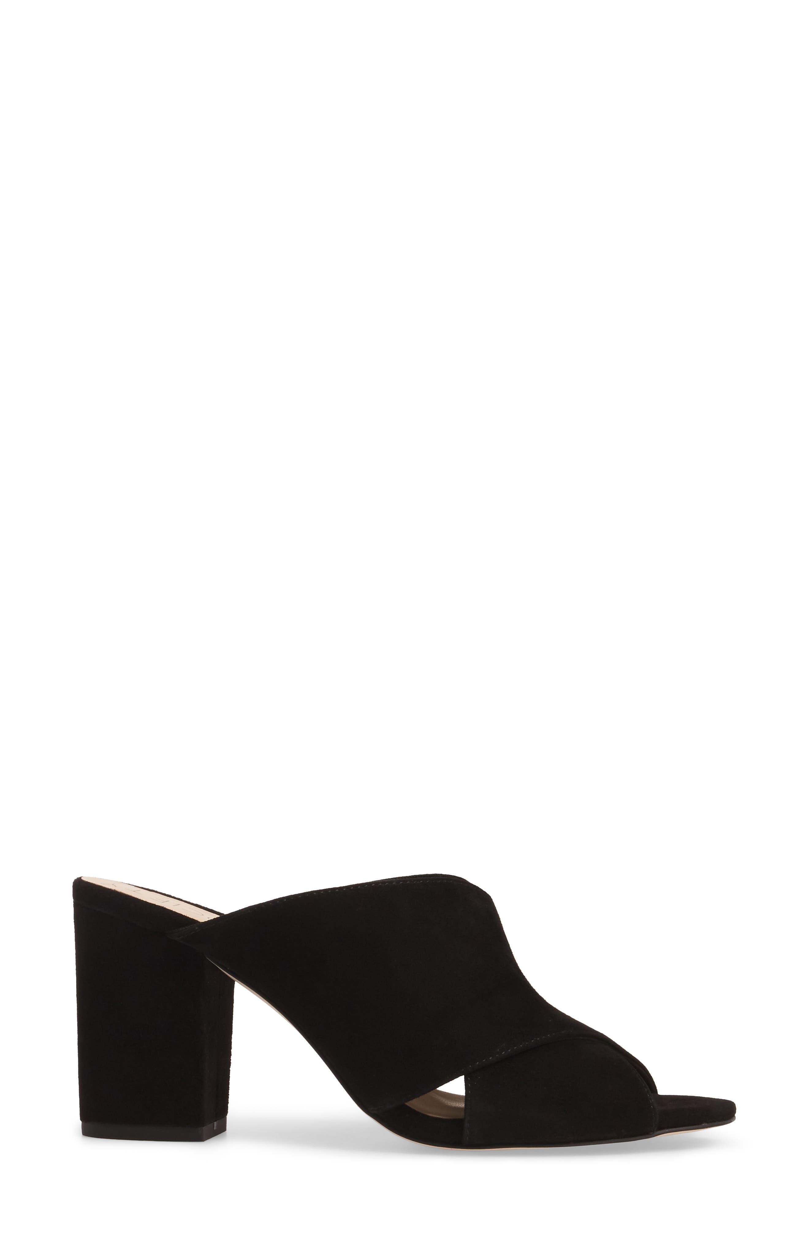 Luella Flower Embroidered Slide, Alternate, color, BLACK
