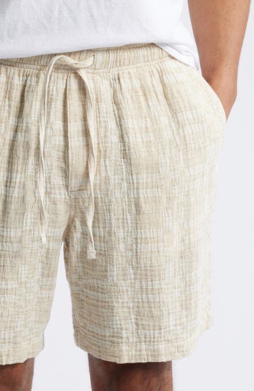 Treasure & Bond Jacquard Check Cotton & Linen Blend Drawstring Shorts