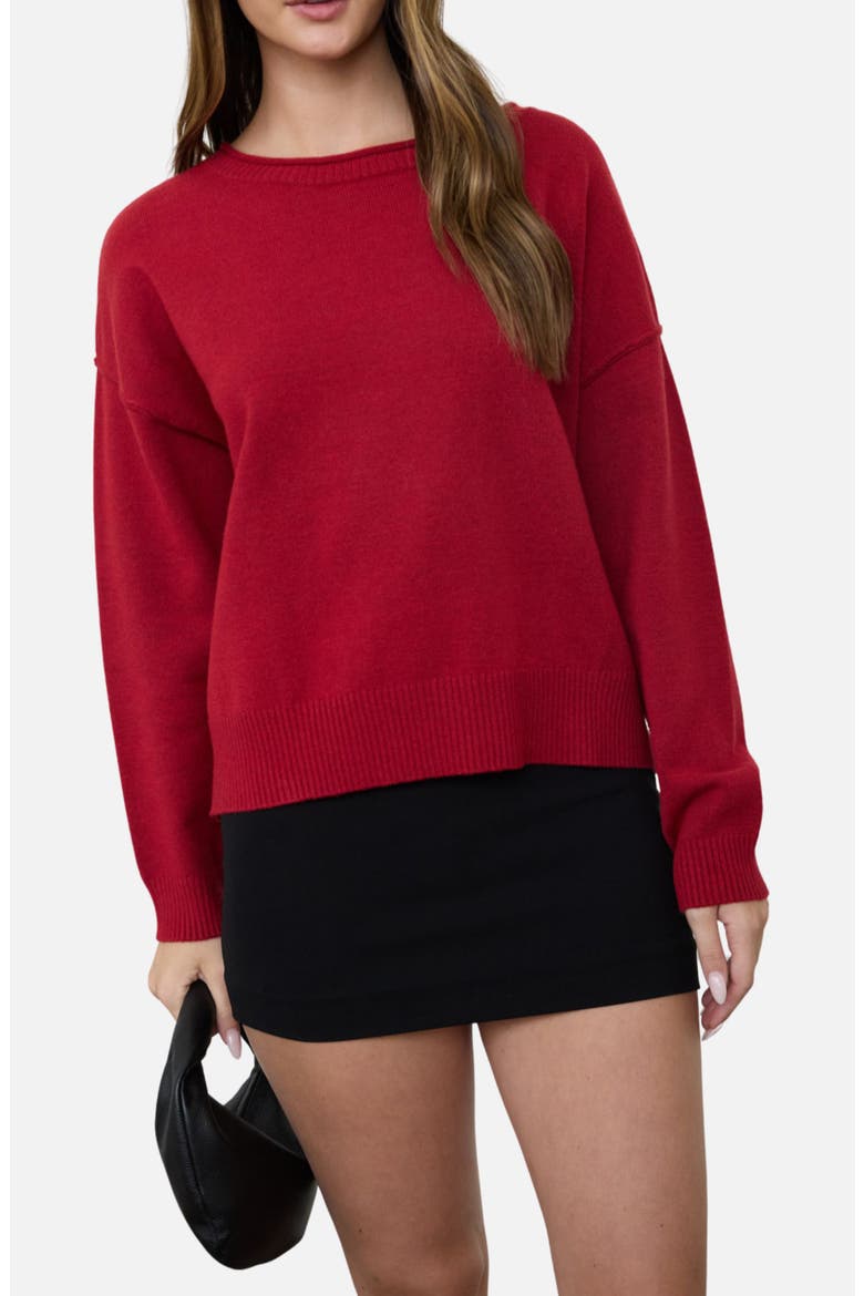 Boatneck Sweater, Alternate, color, RED