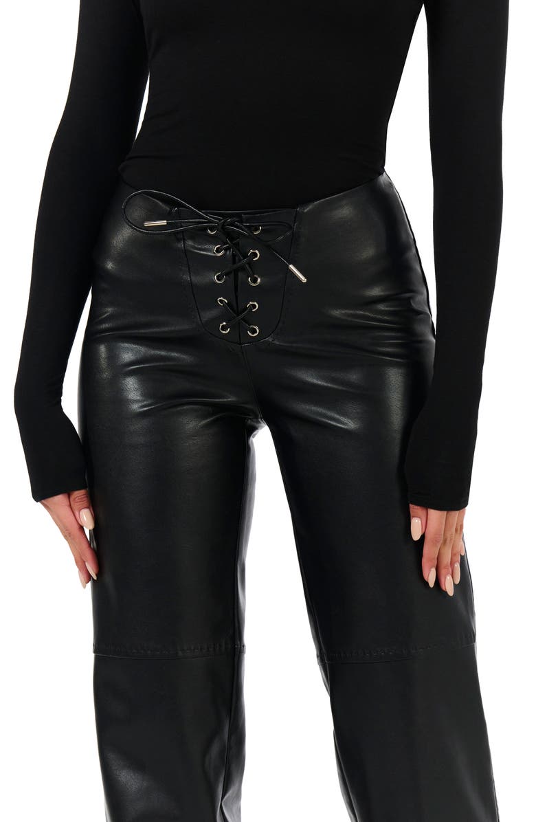 Naked Wardrobe In a Stitch Faux Leather Pants, Alternate, color,