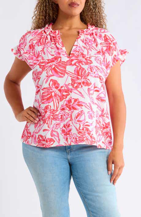 Ruffle Accent Cotton Gauze Top