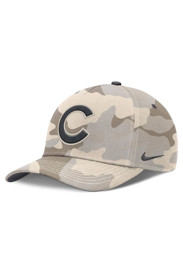 Men's Nike Natural Chicago Cubs Camo Pack Rise Adjustable Hat, Main, color, Natural