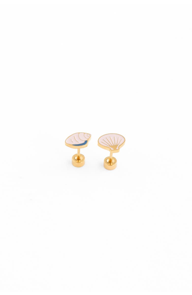 Pip Pop Shell Stud Earrings, Main, color, White