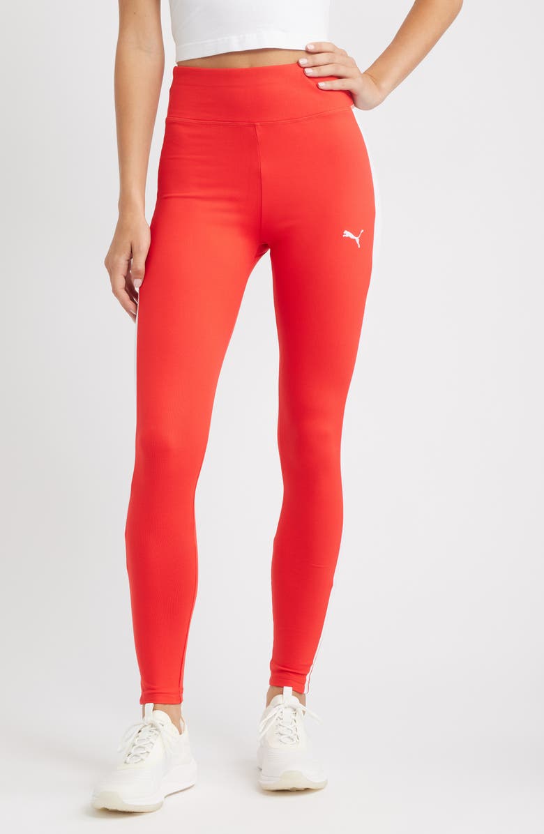 PUMA T7 Leggings, Main, color, For All Time Red-Puma White