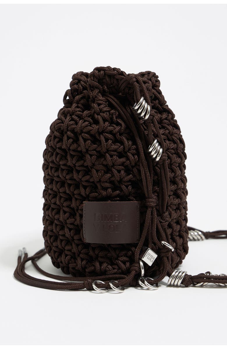 Bimba y Lola Plaited Mini Bucket Bag, Alternate, color, Brown