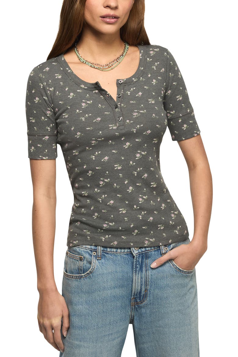 Rib Henley Top, Main, color, BLACK FLORAL