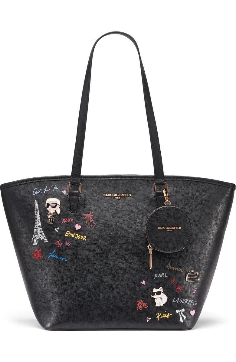 KARL LAGERFELD PARIS Adele Tote, Main, color, Black