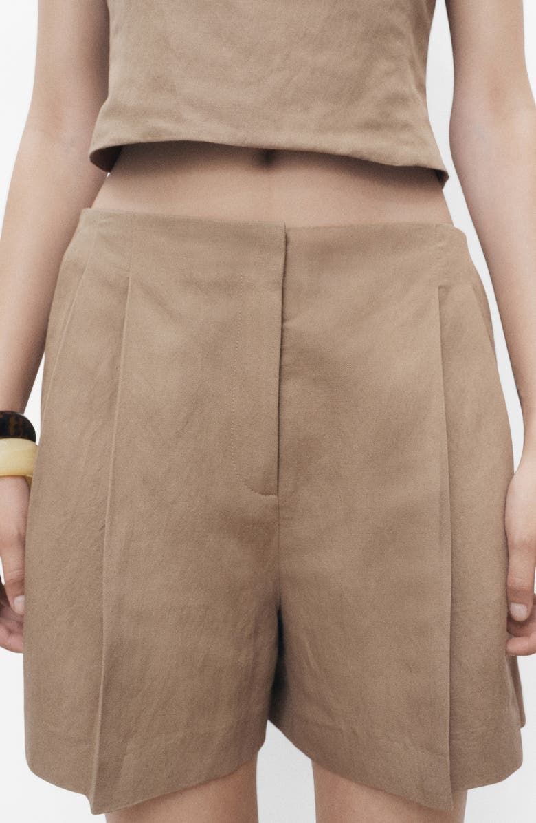 MANGO Flat Front Bermuda Shorts, Alternate, color, Brown