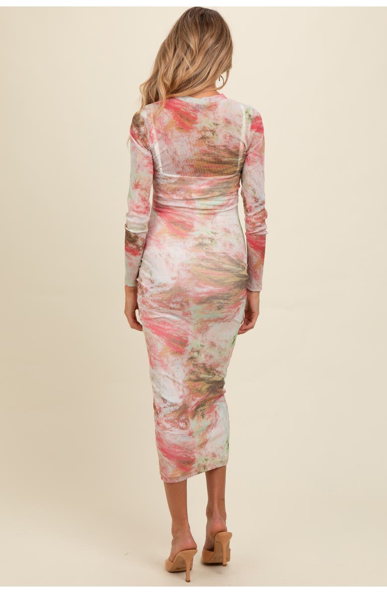 PinkBlush Abstract Printed Mesh Overlay Maxi Dress, Alternate, color, Pink