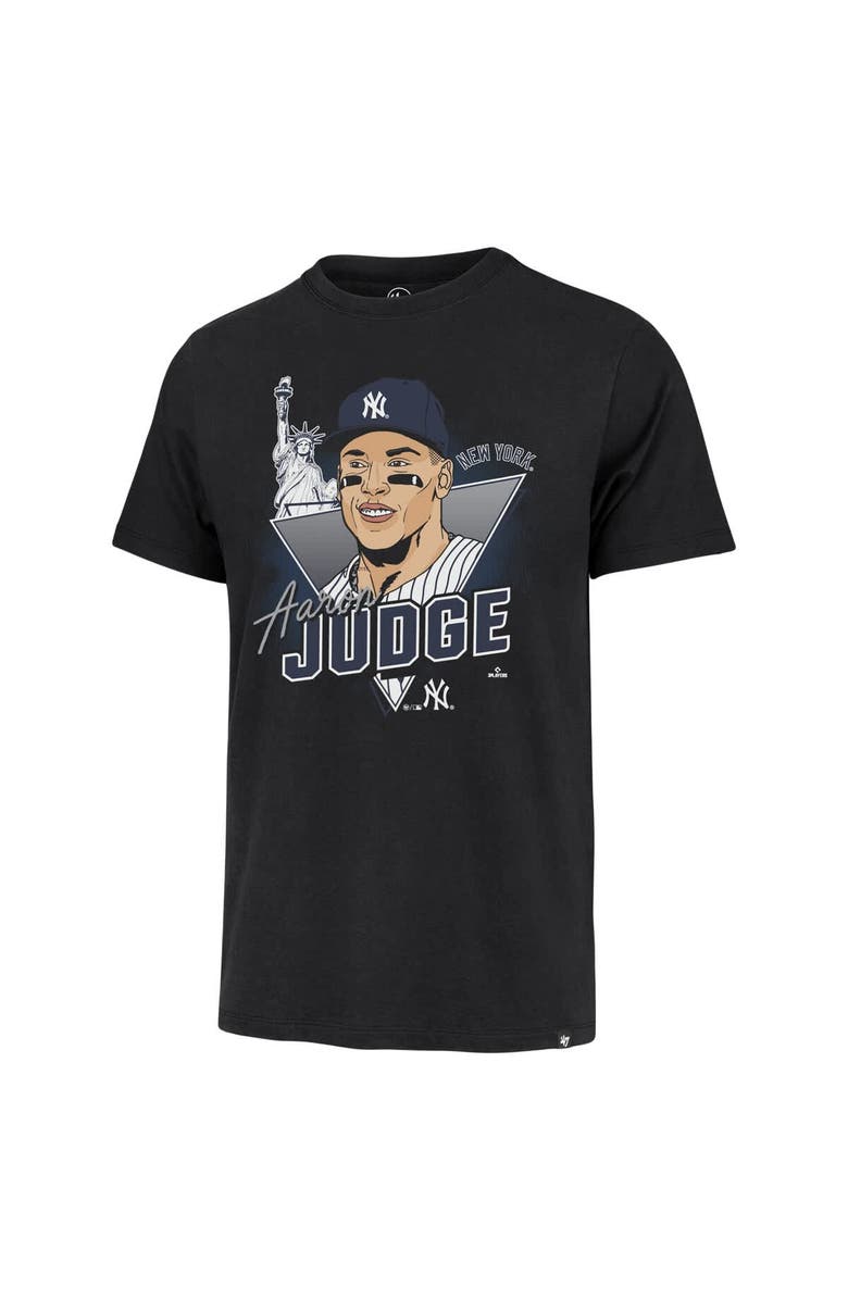 '47 Men's '47 Aaron Judge Black New York Yankees Player Caricature Franklin T-Shirt, Alternate, color, Black