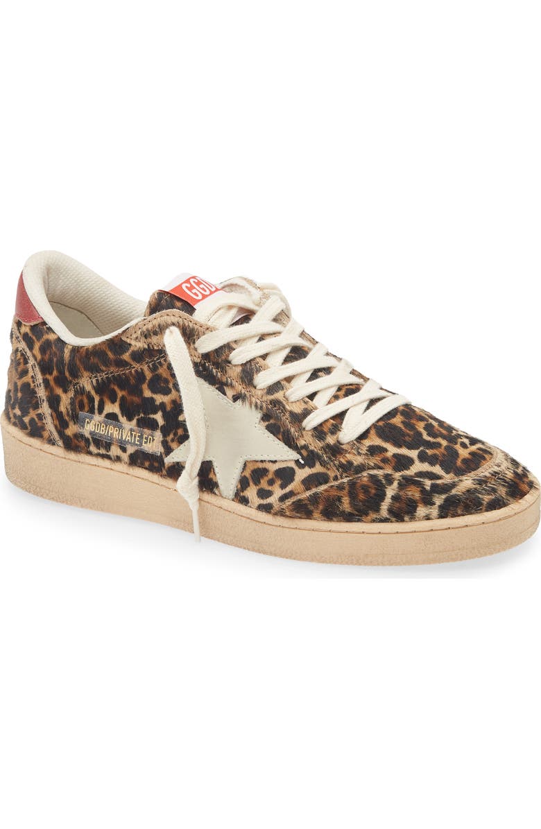 Golden Goose Ball Star Genuine Calf Hair Sneaker, Main, color, Leopard/ Ice/ Red