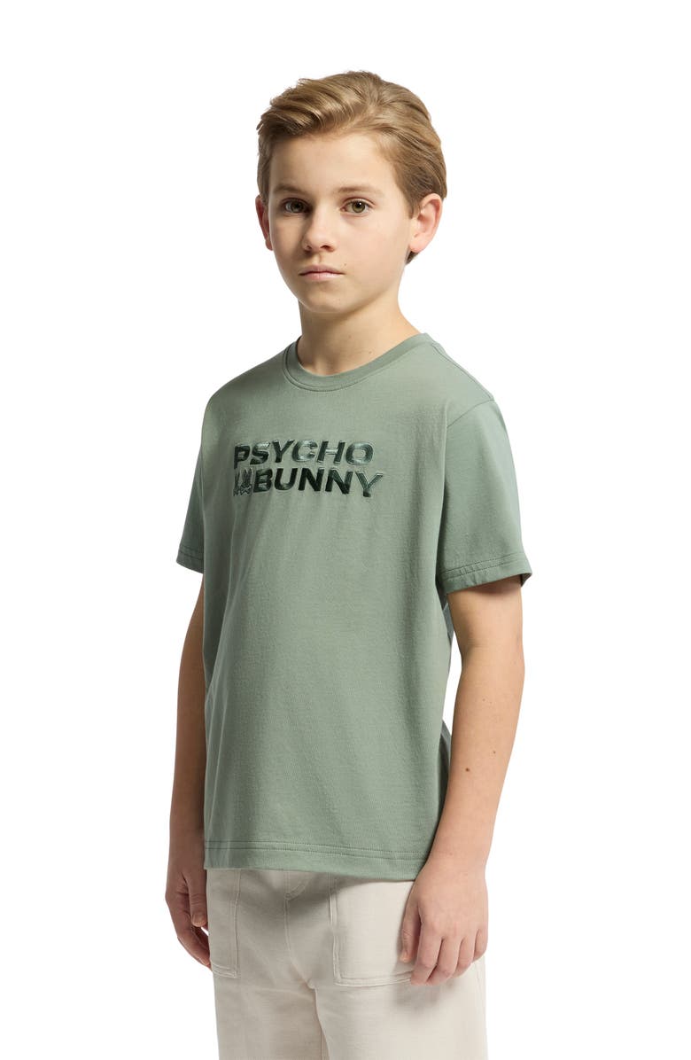 Psycho Bunny Kids' Berni Embroidered Wordmark Cotton Graphic T-Shirt, Alternate, color, Sea Spray