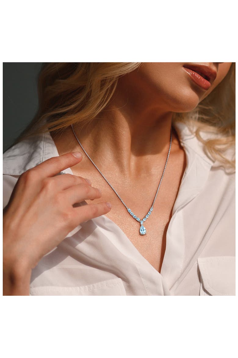 Sterling Silver Blue Topaz Pear Drop Necklace, Alternate, color, BLUE