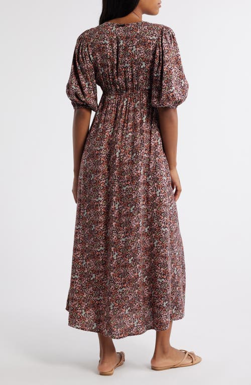Billabong Night Fall Floral Crepe Maxi Dress In Black Sands