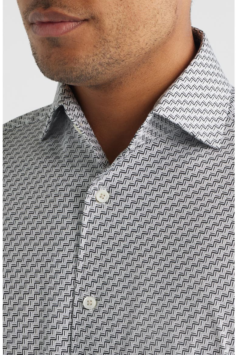 Devon OoohCotton® Geometric Print Long Sleeve Button-Up Shirt, Alternate, color, PLATINUM