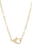 Adornia 14k Gold Plated Cubic Zirconia Oversized Lobster Clasp Paperclip Necklace