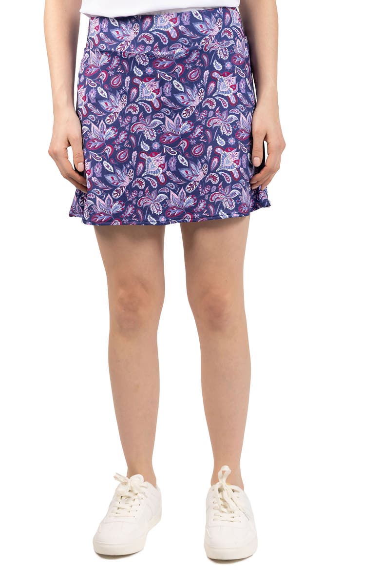 Paisley Print Performance Skort, Main, color, NAVY