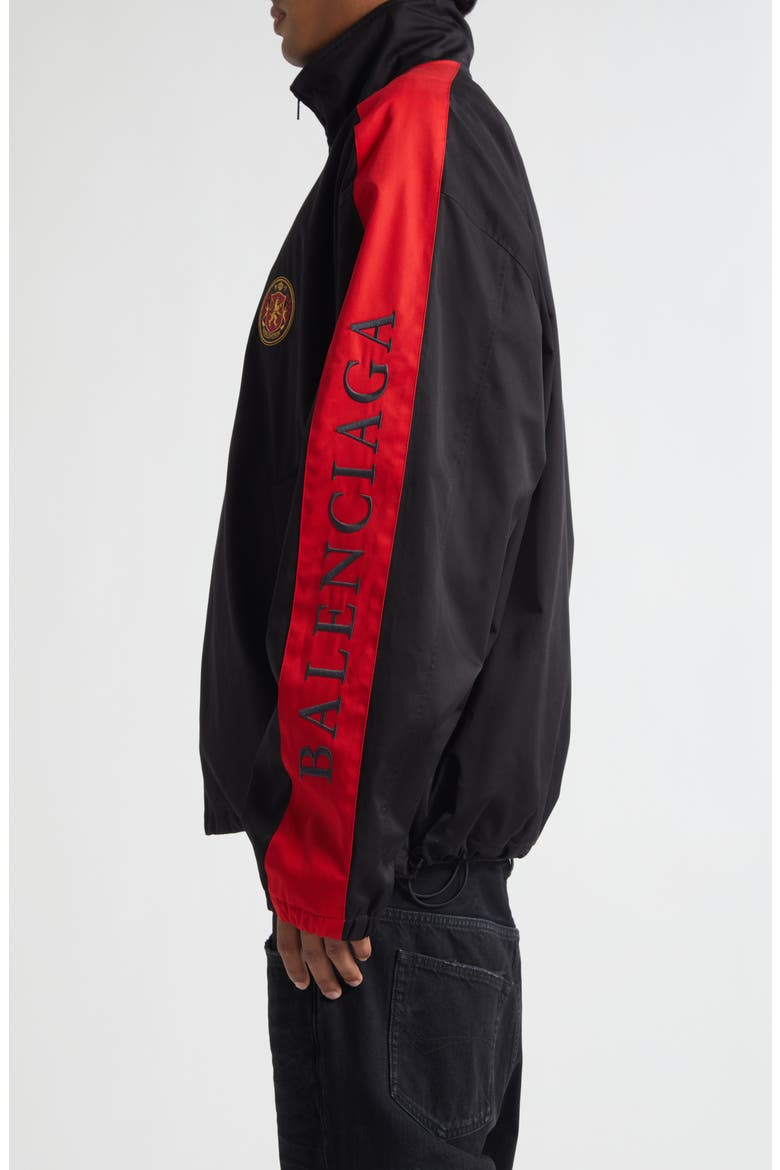 Embroidered Crest Track Jacket, Alternate, color, 1000 BLACK