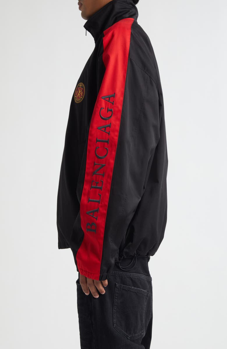 Balenciaga Embroidered Crest Track Jacket, Alternate, color, 1000 Black