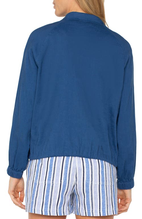 Liverpool Los Angeles Raglan Sleeve Linen Blend Jacket In Goddess Blue