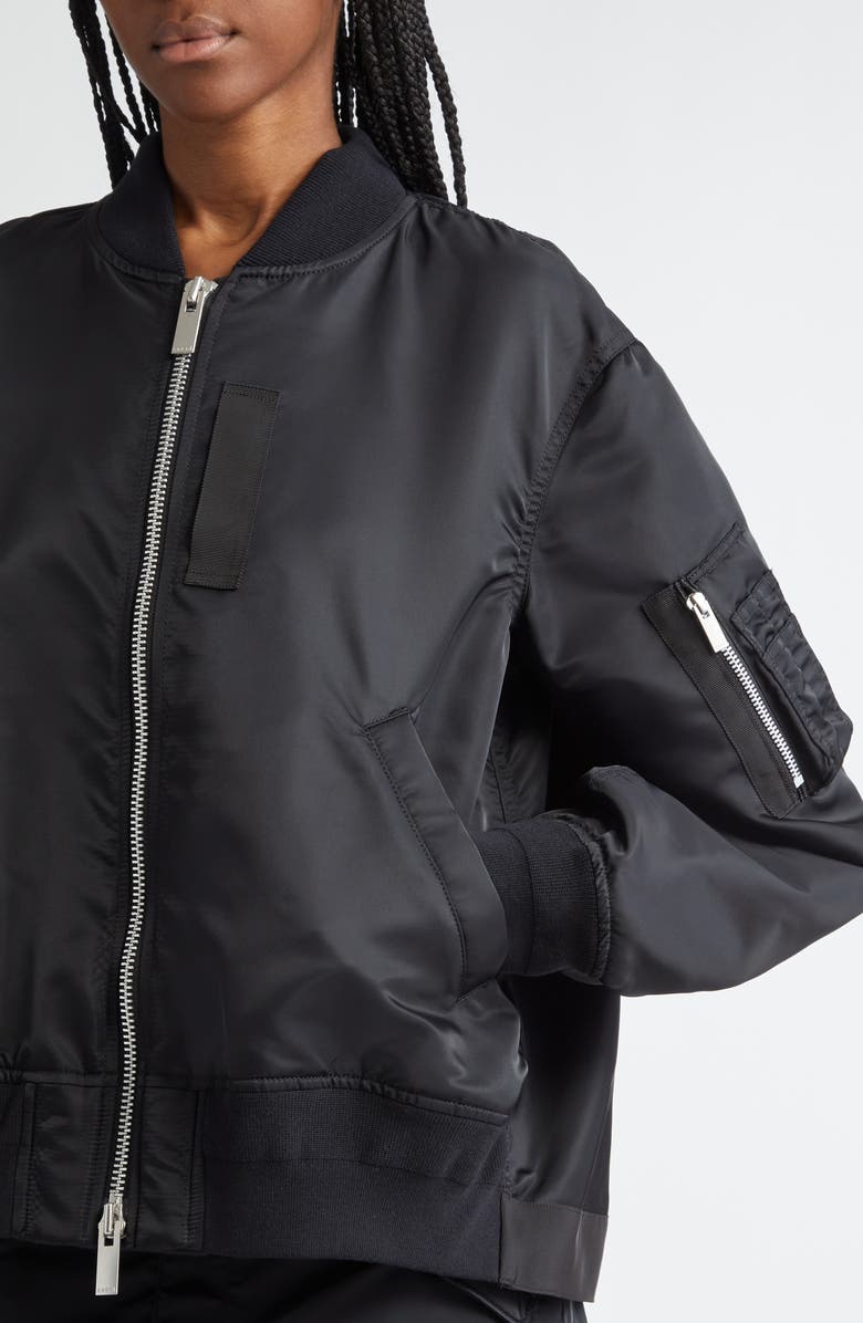 Sacai Nylon Twill Bomber Jacket, Alternate, color, Black