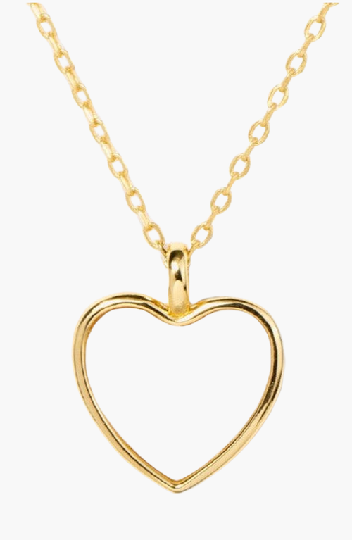 Little Sky Stone Mop Heart Charm Necklace In Gold/off-white