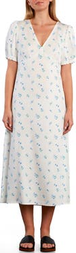 Billy T Sunbeam Print Puff Sleeve Midi Dress