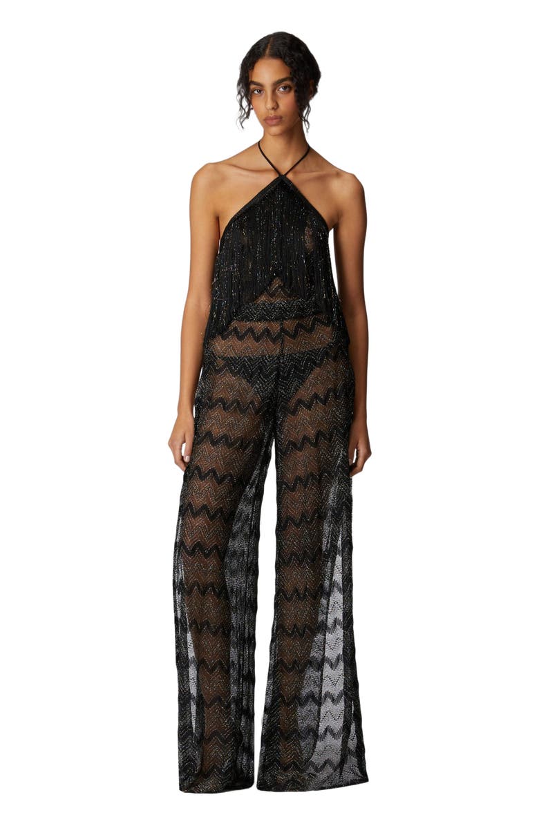 Missoni Zig Zag Lamé Viscose Jumpsuit With Fringes, Main, color,