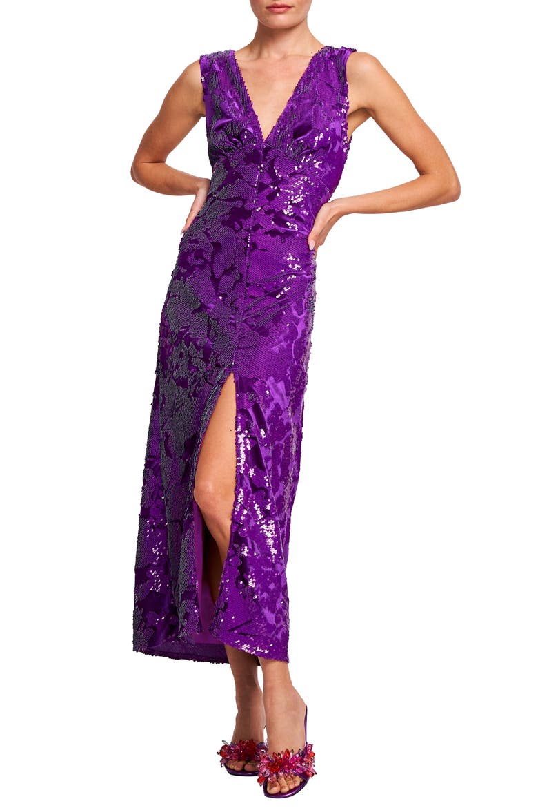 Penny Sleeveless Sequin Cocktail Dress, Main, color, PURPLE