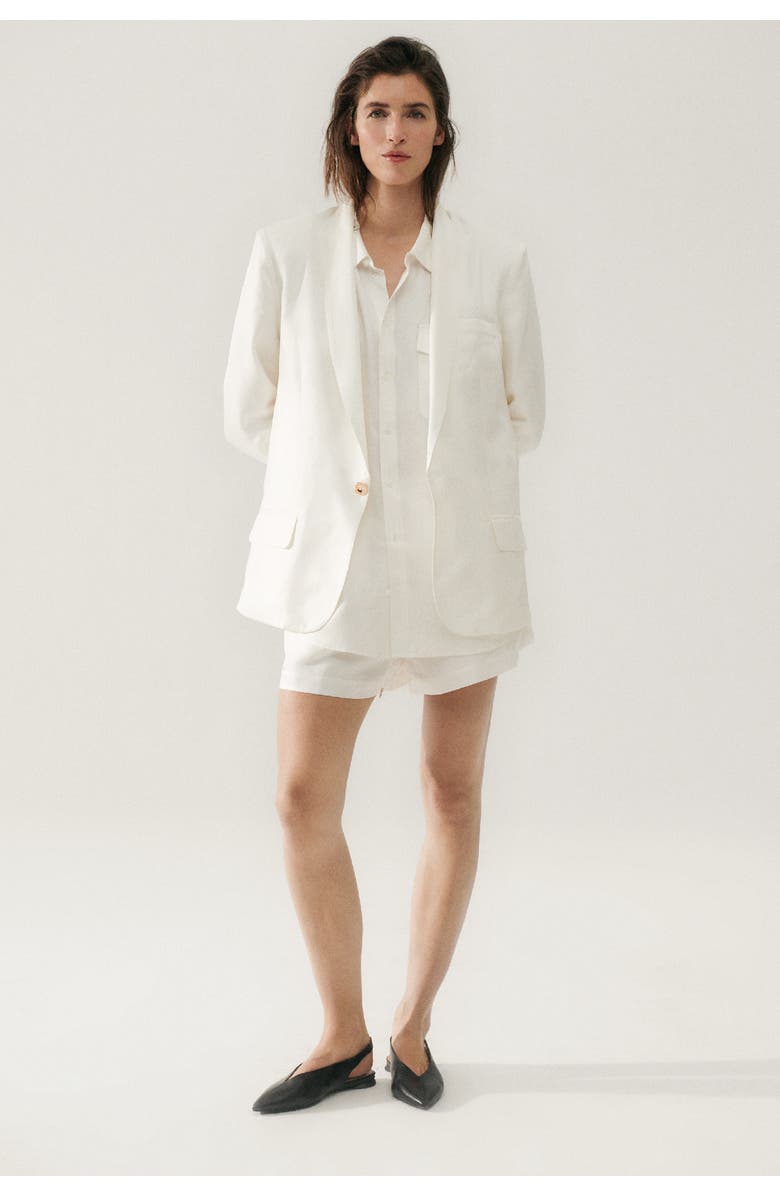 SILK LAUNDRY TWILL MIAMI BLAZER WHITE, Main, color, White