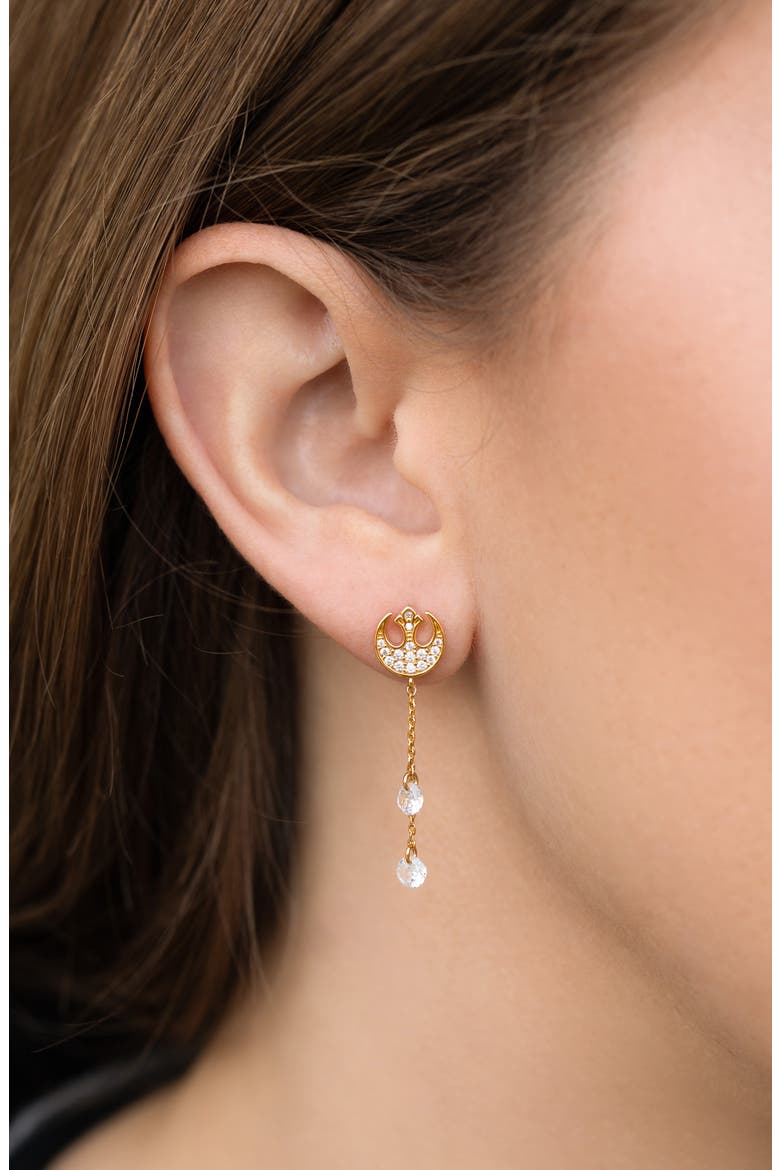 Star Wars™ Rebel Alliance Insignia Cubic Zirconia Drop Earrings, Alternate, color, GOLD
