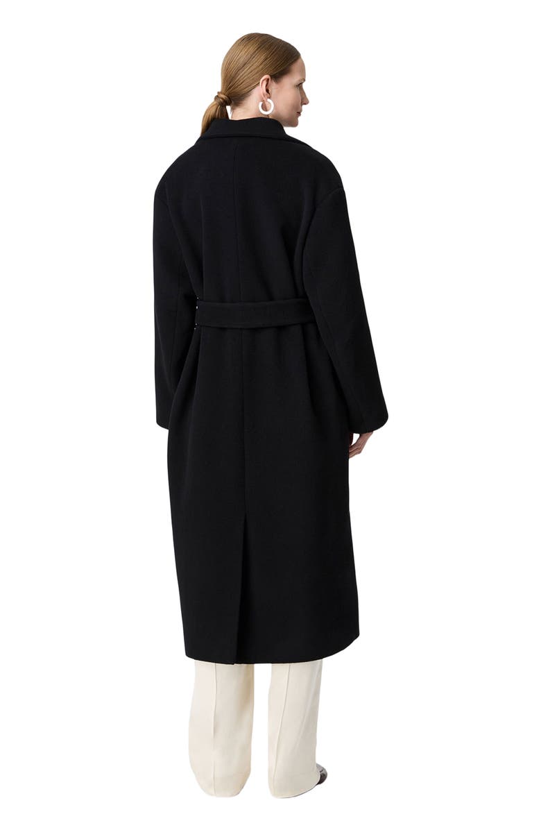 Another Tomorrow Double Breasted Wrap Coat, Alternate, color, Black