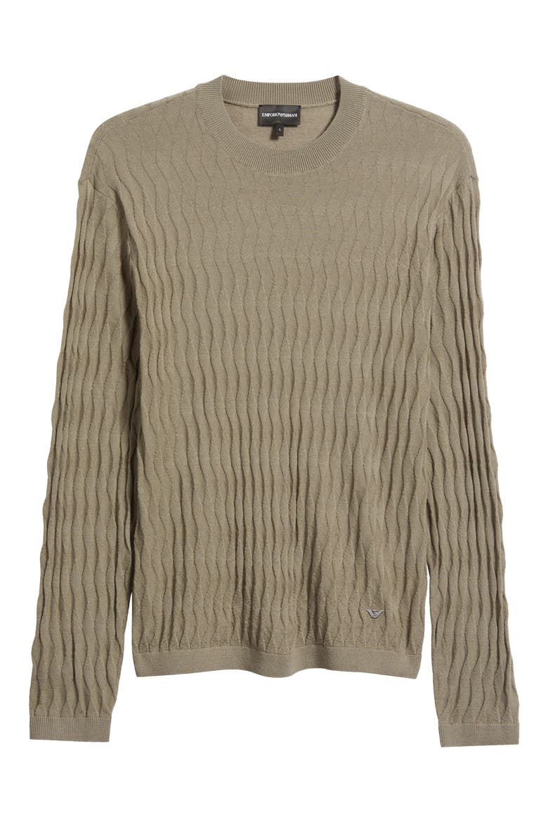 Diamond Stitch Virgin Wool Crewneck Sweater, Alternate, color, TAN