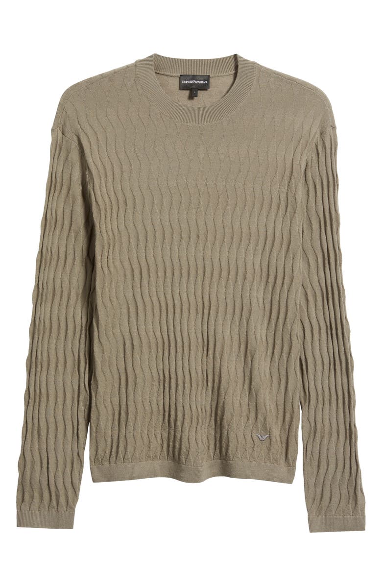 Emporio Armani Diamond Stitch Virgin Wool Crewneck Sweater, Alternate, color, Tan