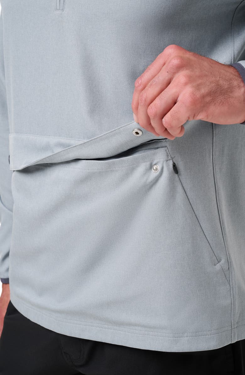 TravisMathew Out of Pocket Quarter Zip Hoodie, Alternate, color, Heather Light Grey