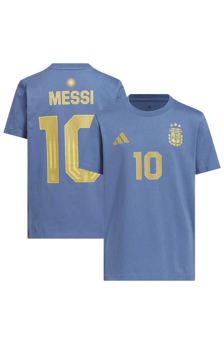 adidas Youth adidas Lionel Messi Blue Argentina National Team Name & Number T-Shirt, Main, color, Blue