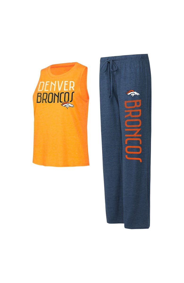 CONCEPTS SPORT Women's Concepts Sport Navy/Orange Denver Broncos Muscle Tank Top & Pants Lounge Set, Main, color,