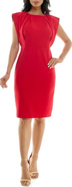 Nina Leonard Pleated Sheath Dress