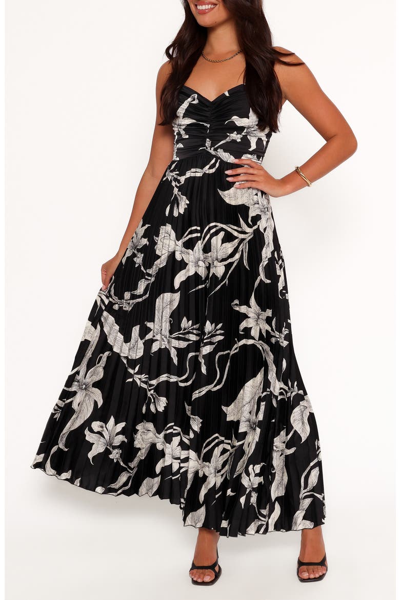 Angelique Floral Pleated Wide Leg Jumpsuit, Main, color, BLACK FLORAL