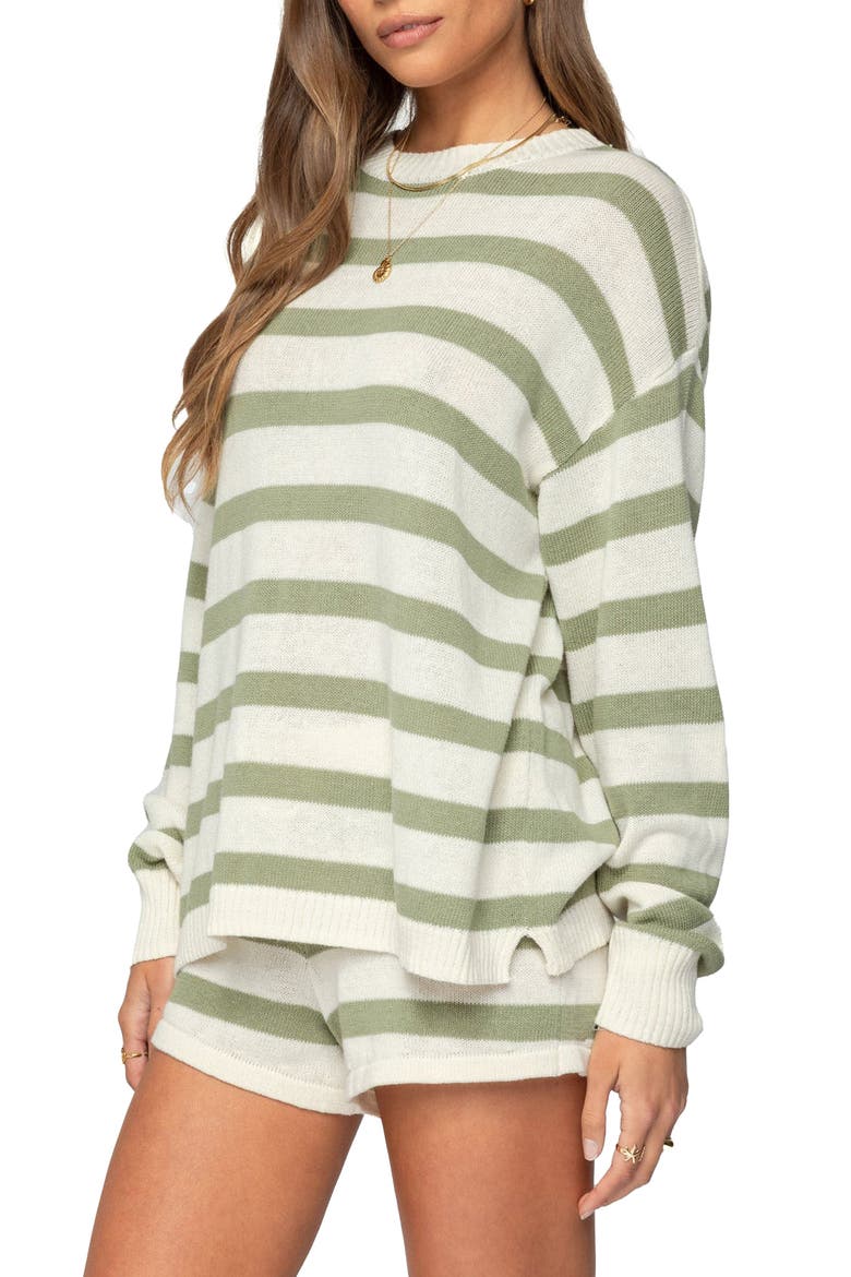 Amaris Stripe Oversize Sweater, Alternate, color, OLIVE