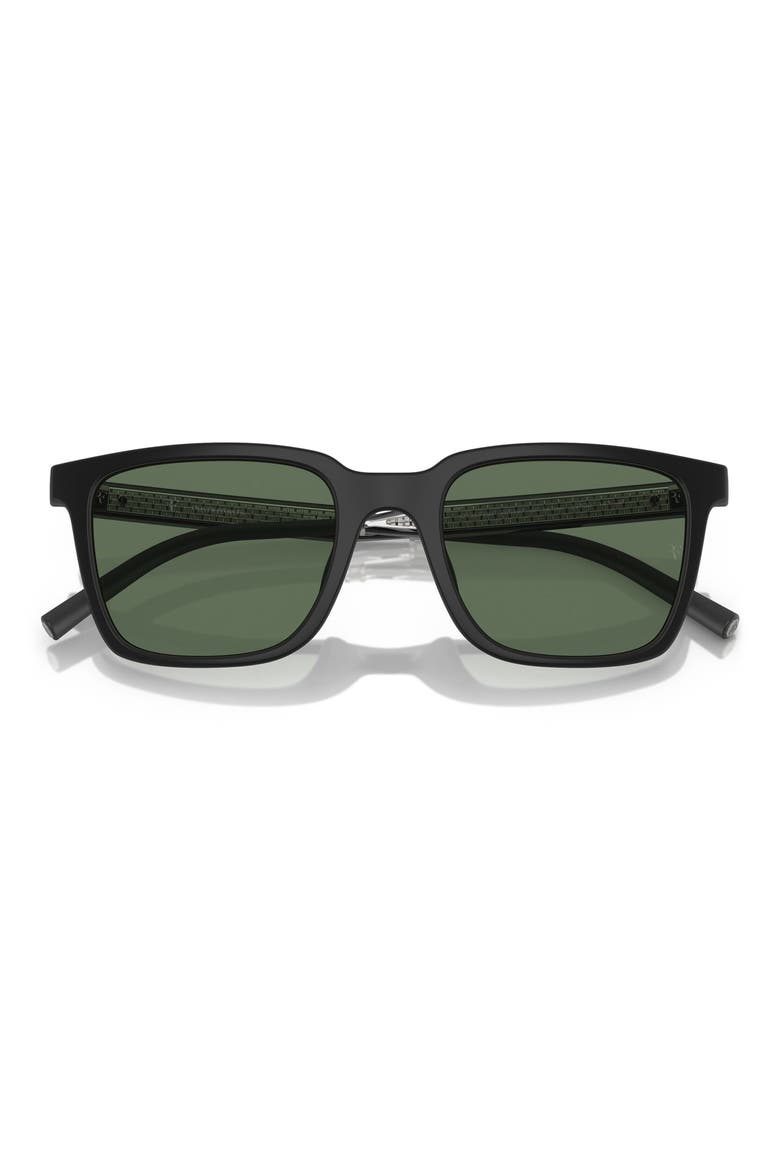 x Roger Federer Mr. Federer 52mm Polarized Rectangular Sunglasses, Alternate, color, SEMI-MATTE BLACK / G-15 POLAR