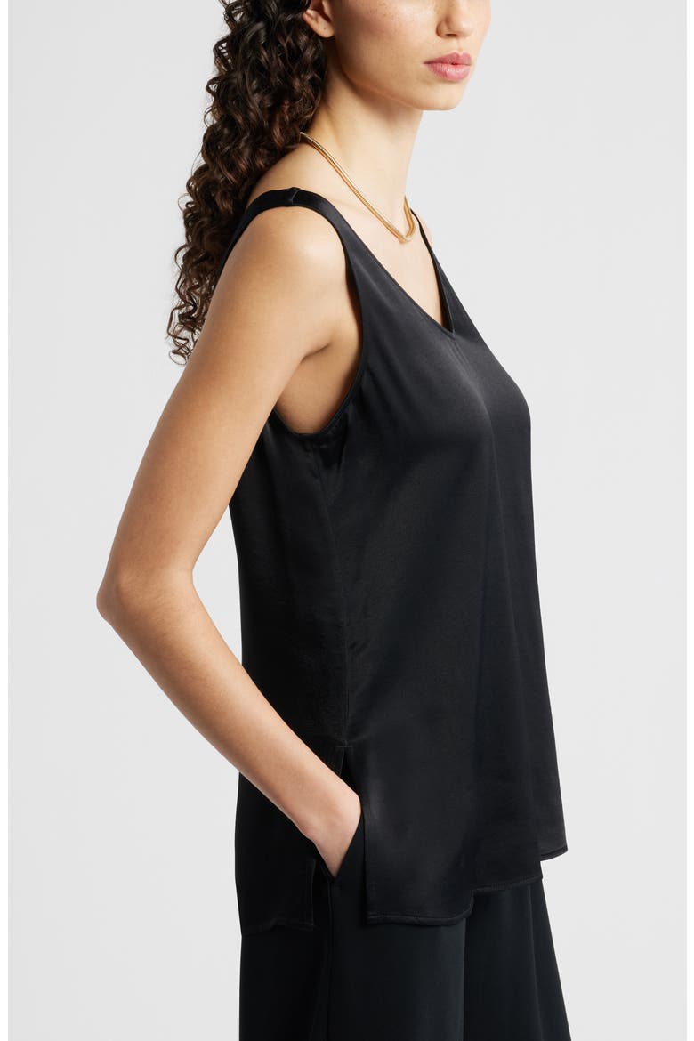 Satin Shell Top, Alternate, color, BLACK