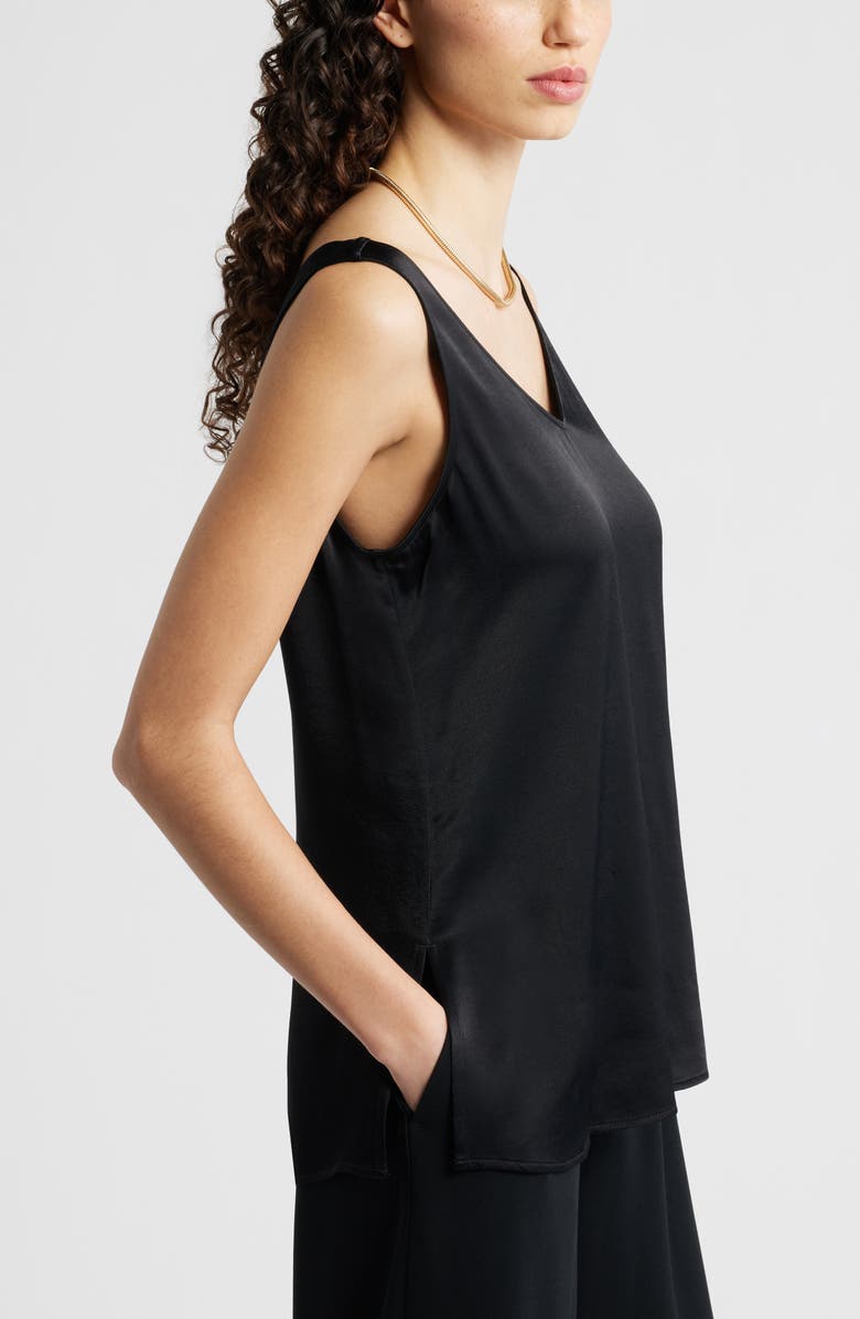 Nordstrom Satin Shell Top, Alternate, color, Black