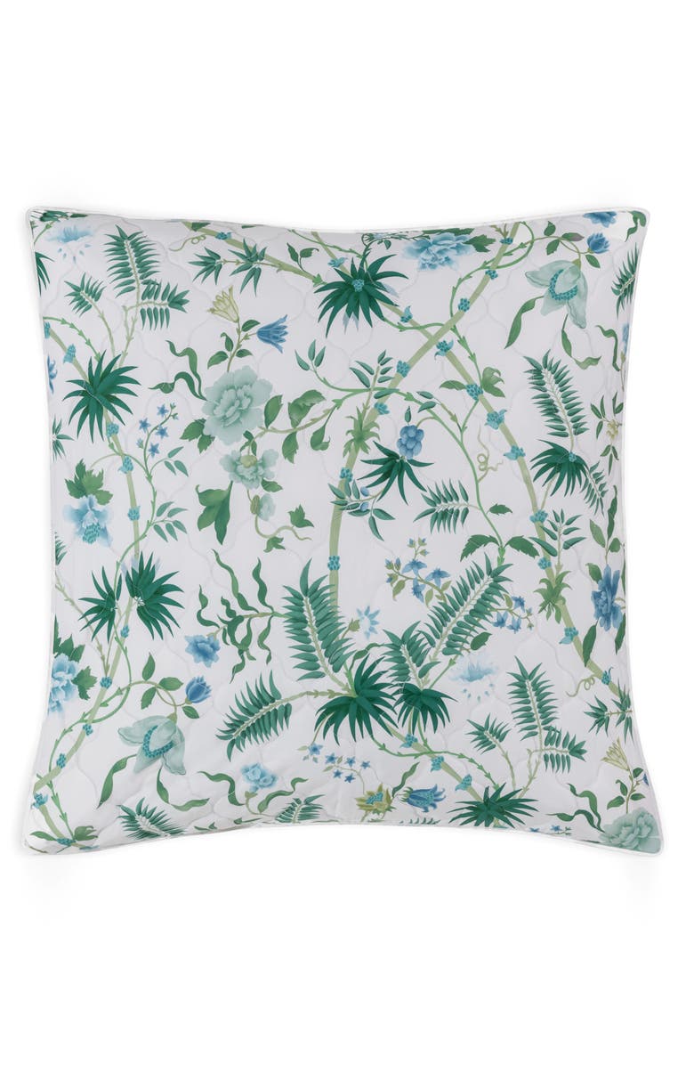 Matouk Palmyra Cotton Percale Sham, Alternate, color, Quilted Emerald