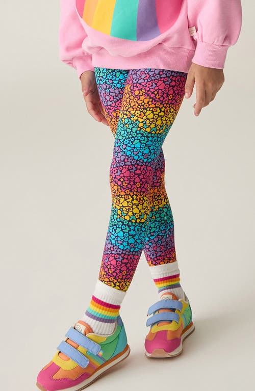 Little Bird Kids' Rainbow Heart Cotton Graphic Sweatshirt & Leggings Set In Pink