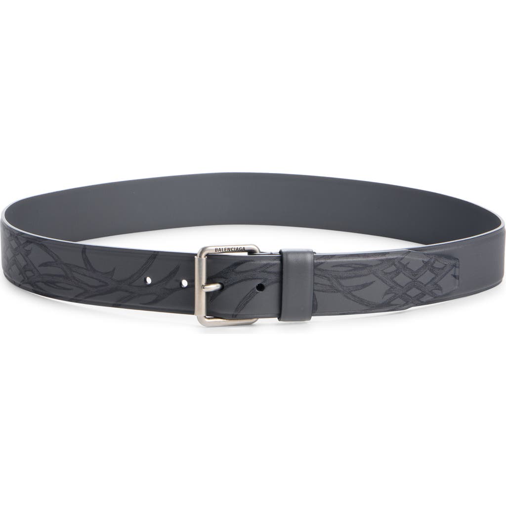 Balenciaga Prong Faux Leather Belt In Gray
