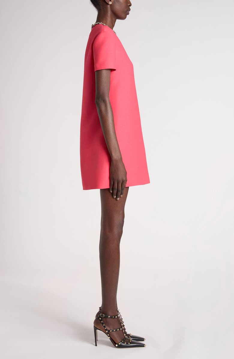 Valentino Garavani Rhinestone Embellished Wool & Silk Crepe Couture Minidress, Alternate, color, Pink
