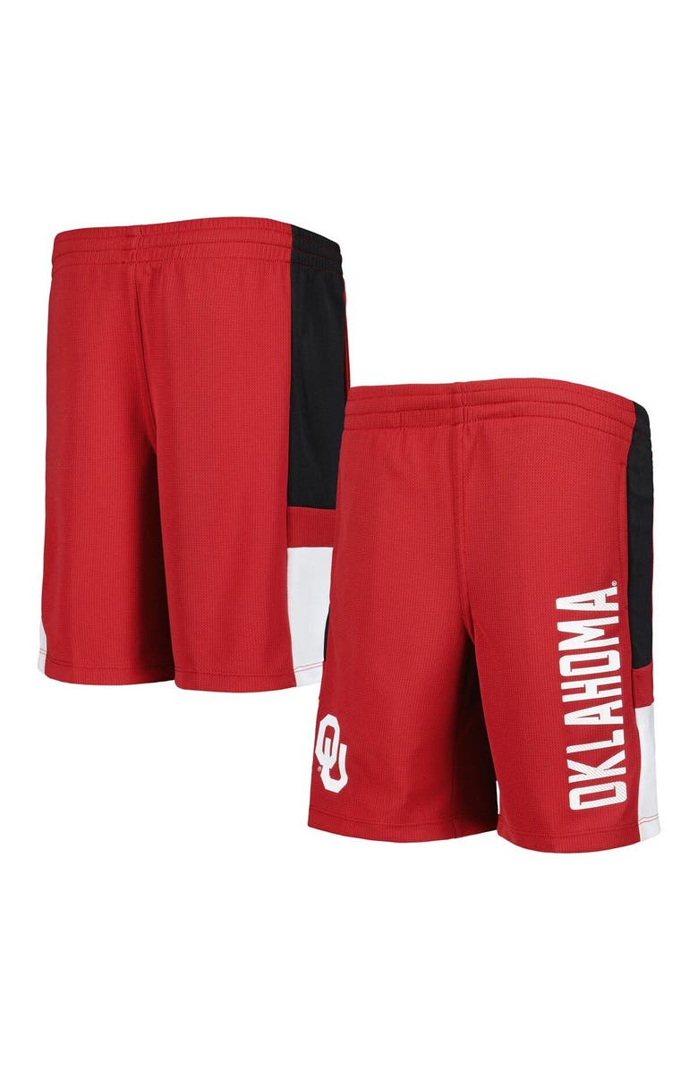 Outerstuff Youth Crimson Oklahoma Sooners Lateral Mesh Performance Shorts, Main, color, Crimson