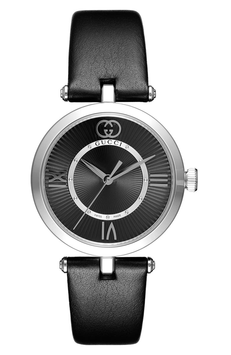 Gucci Model 2000 Leather Strap Watch, 30.5mm, Main, color, 