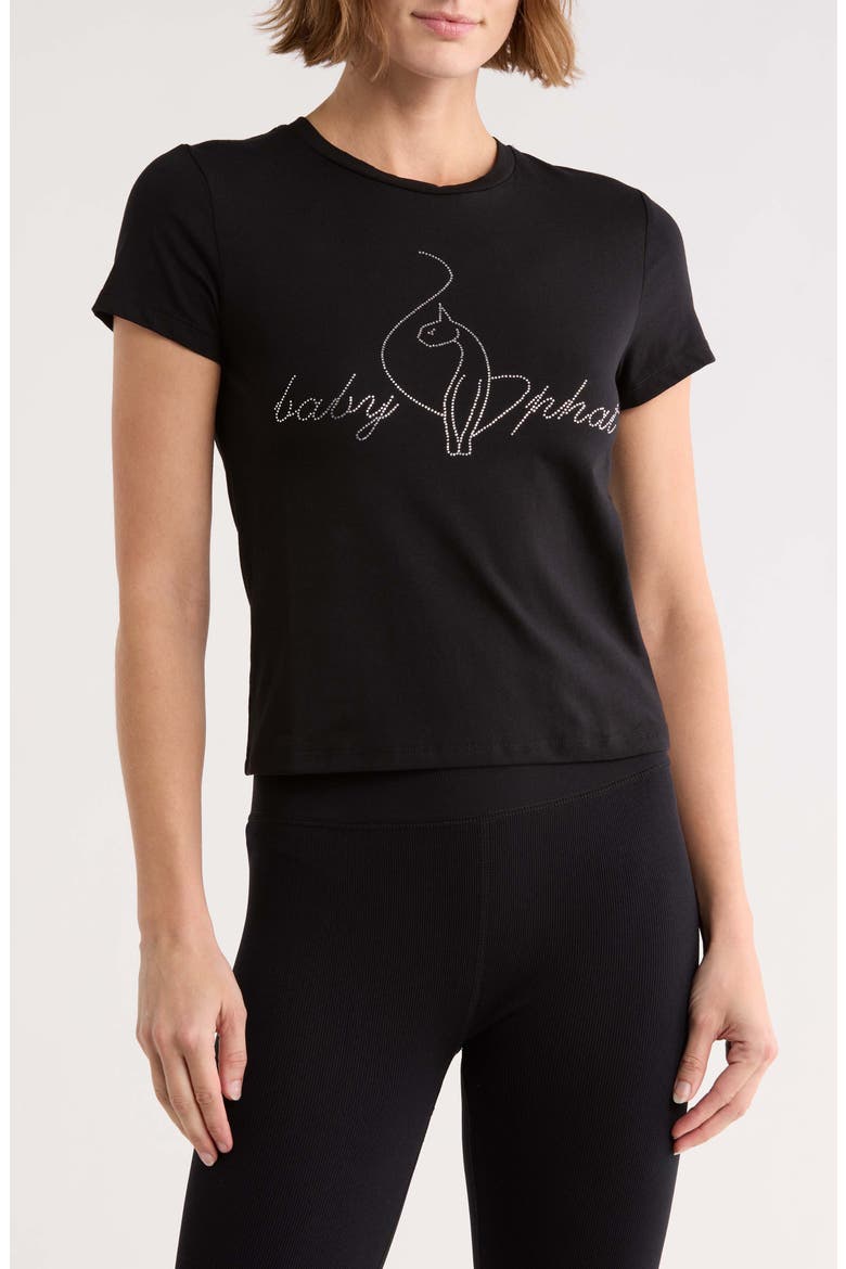 Rhinestone Logo Graphic T-Shirt, Main, color, BLACK